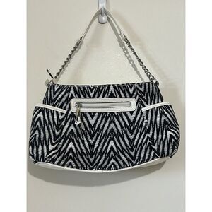 Nicole by Nicole Miller Crossbody Purse. White & Black with Animal Print